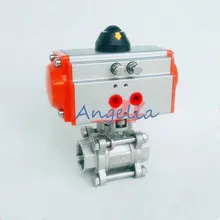 G1-1/" DN40 нержавеющая сталь 304 трехсекционный Тип пневматического шарового клапана двойного действия PTFE уплотнение Вода Воздух Масло