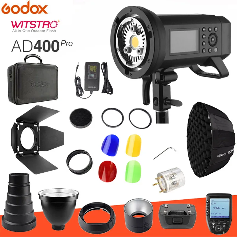 Godox AD400 Pro все-в-одном для съемки вне помещения с системой встроенный 2,4G Беспроводной X Системы+ софтбокс AD-S85S BD-08 SN-04 набор сот на выбор - Цвет: AD400pro kit 4