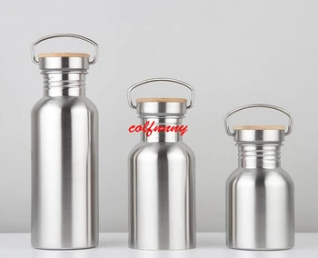 

70pcs/lot 350ML 500ML 750ml Wide Mouth Vacuum Insulated Travel Bottles Bicycle Stainless Steel Water Bottle With Handle F061504