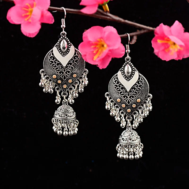 DOUVEI индийские ювелирные изделия Jhumka серебряные полые колокольчики Эффектные