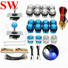 DIY аркадные наборы светодиодный USB нулевой датчик с переходником для ПК+ копия SANWA Джойстик+ освещенная кнопка+ светодиодный кабель для аркадной игровой машины