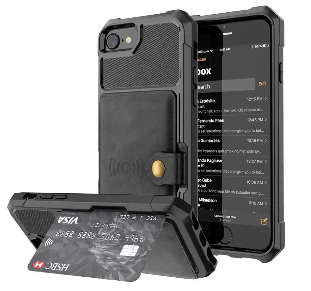 Чехол-Кошелек Buiness для iPhone 11 X XS XR XS MAX 6 6s 7 8 Plus, чехол s из искусственной кожи, кошелек, откидная крышка, Пряжка для iPhone 11Pro Max - Цвет: Black