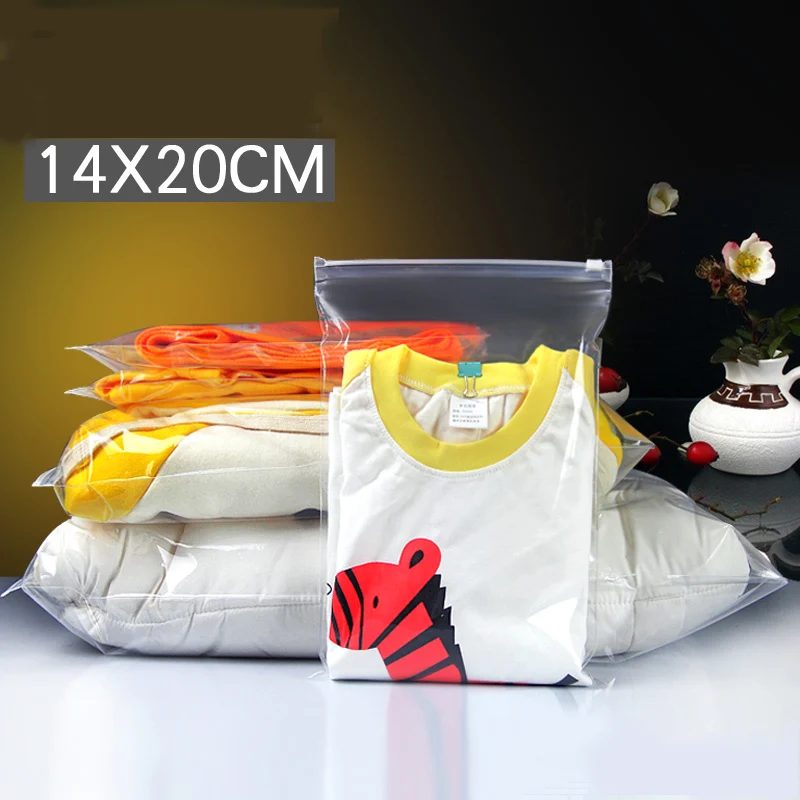 200pcs/lots 14cm*20cm*120micron Clothes Zip Lock Plastic Bag, Clear