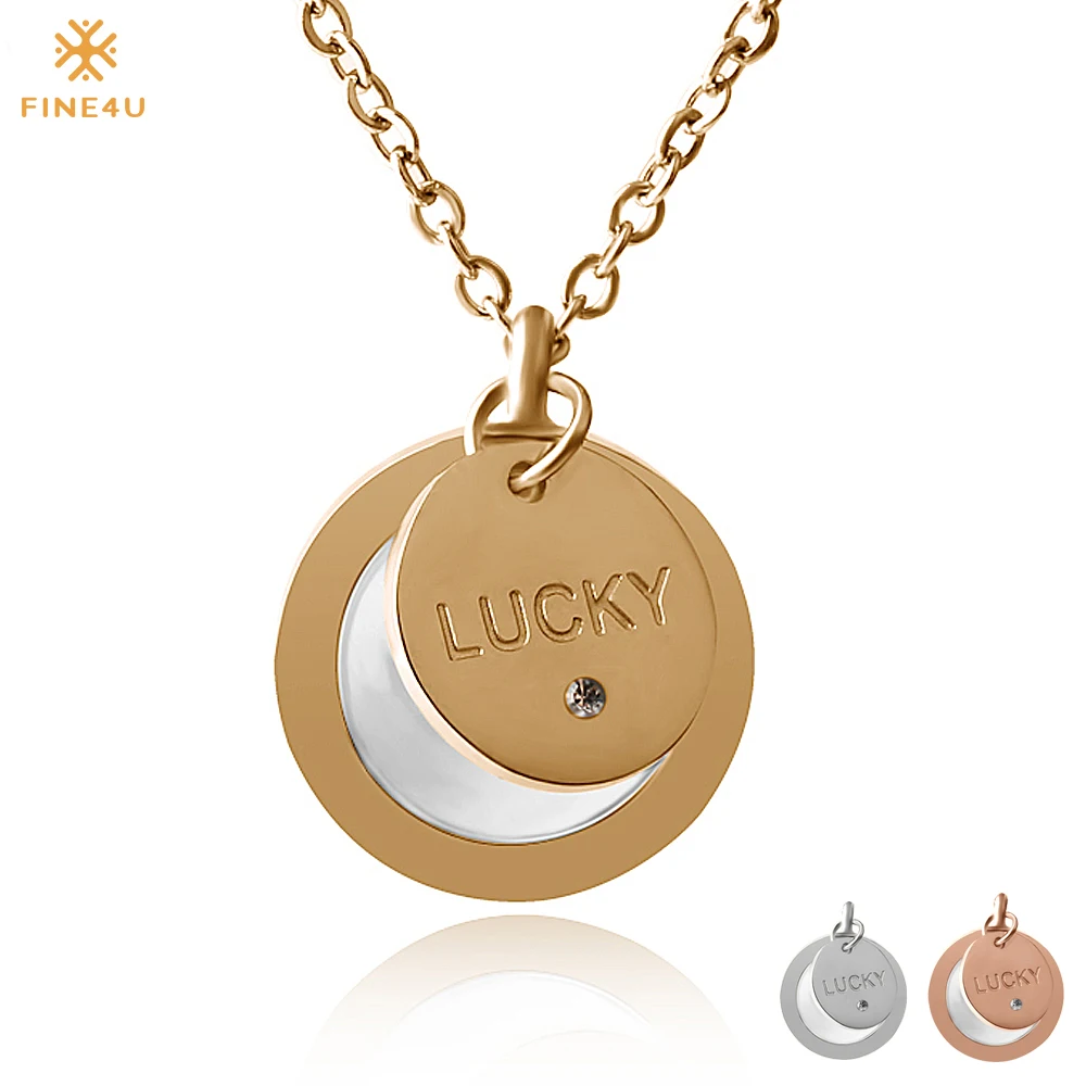 

FINE4U N111 Opal Pendant Necklace Rose Gold Silver Women Necklace 2019 Fashion Coins Necklaces Birthstone Necklaces For Mother