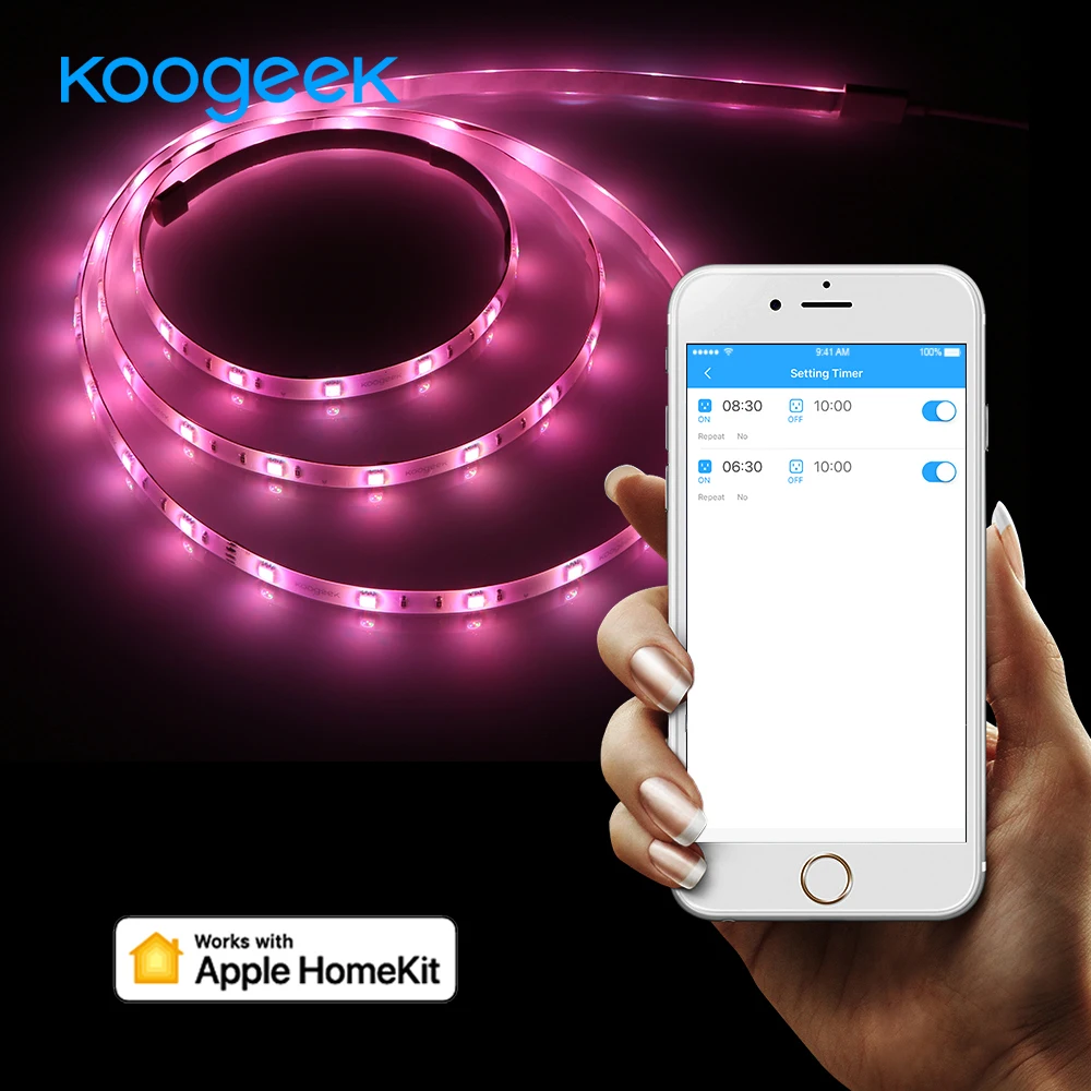 

Koogeek 2m LED Flexible Strip Light Smart Home Wi-Fi LED Strip Light for Apple HomeKit Alexa Google Assistant 16 Million Colors