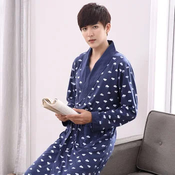 

Robes Men Spring Long sleeve Cotton Nightwear Elderly Men Pyjamas Mens sleep sleepwear Plus size 4XL