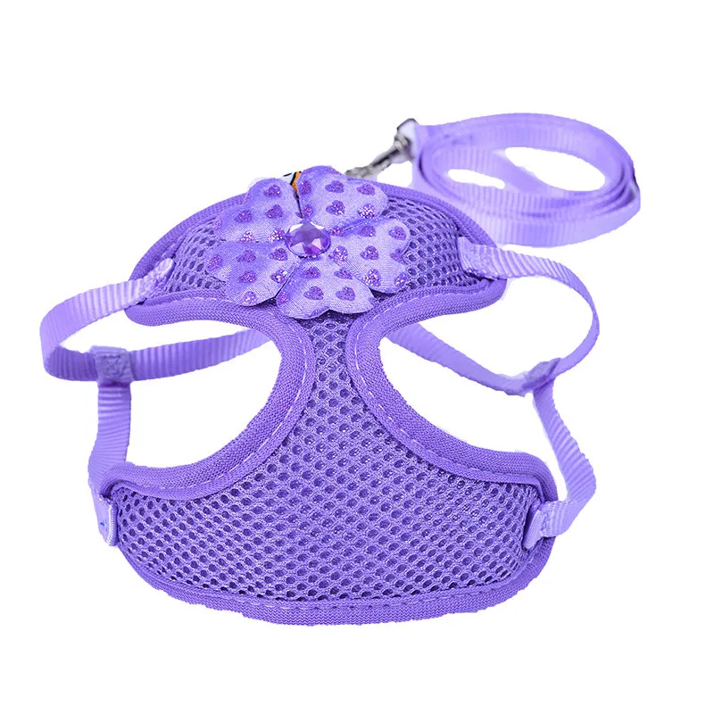 purple Новые модные тканевые шлейки для собак, милые удобные дышащие шлейки с рисунком, аксессуары для домашних животных(красный, синий, фиолетовый - Цвет: purple