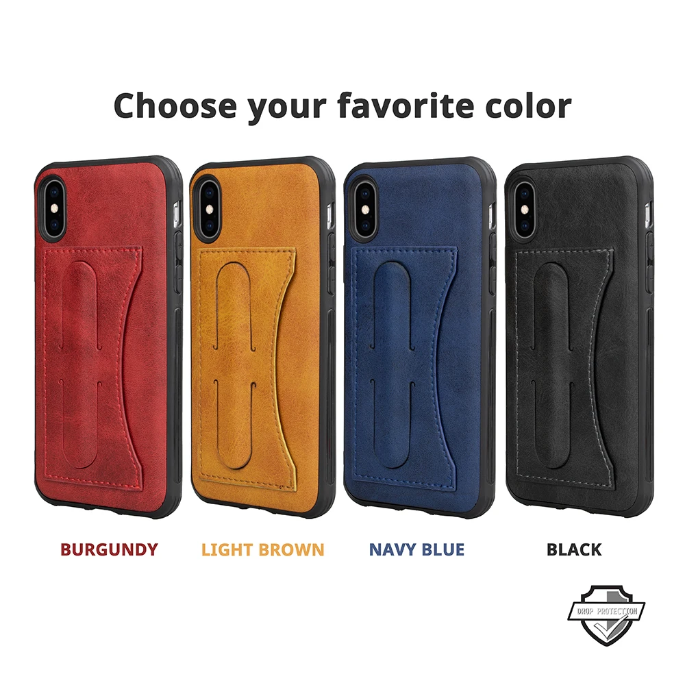 

Luxury PU Leather Case For iPhone X XS Max XR Card Slot Support Shockproof Protective Back Covers For iPhone 6 6s 7 8 Plus Coque