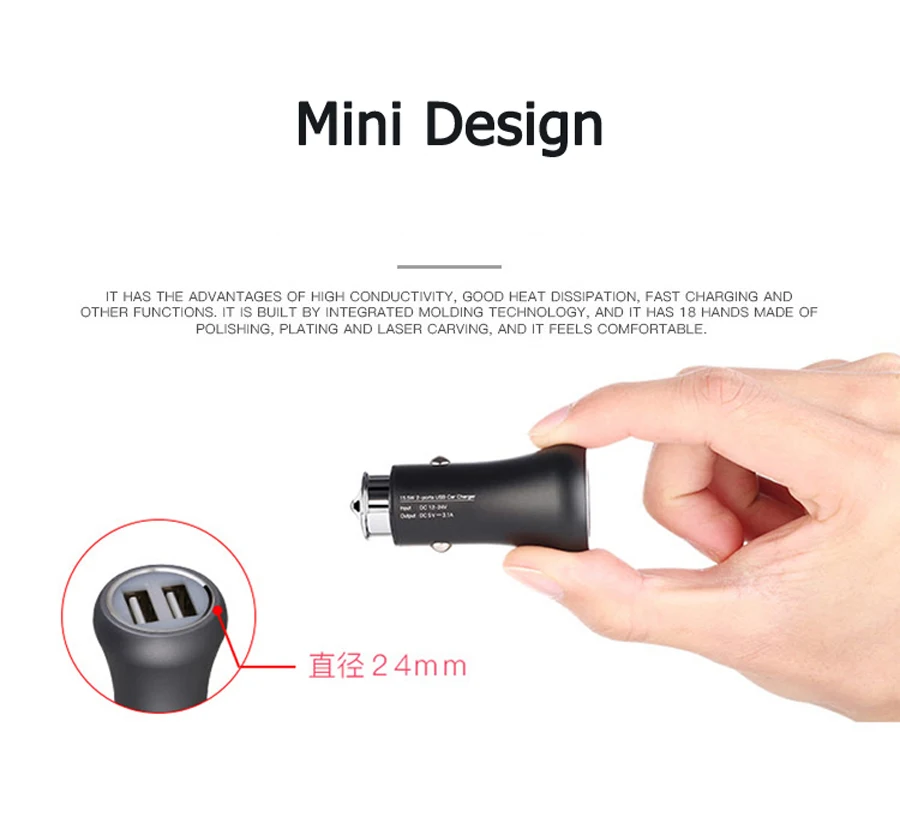 QUIDUX мини usb автомобильный адаптер на 2 портный Dual Порты и разъёмы 5V 3.1A USB Авто