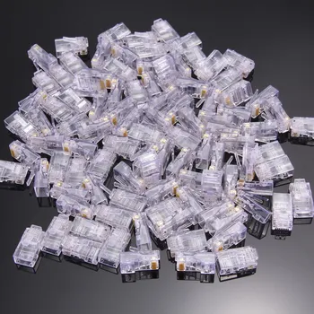 

100 PCS New RJ45 Network 8P8C Modular Plug Cat5 CAT5e Connector Adapter for Cat5/5e Cat6 Cable Plugs/ rj45 cat6 connector