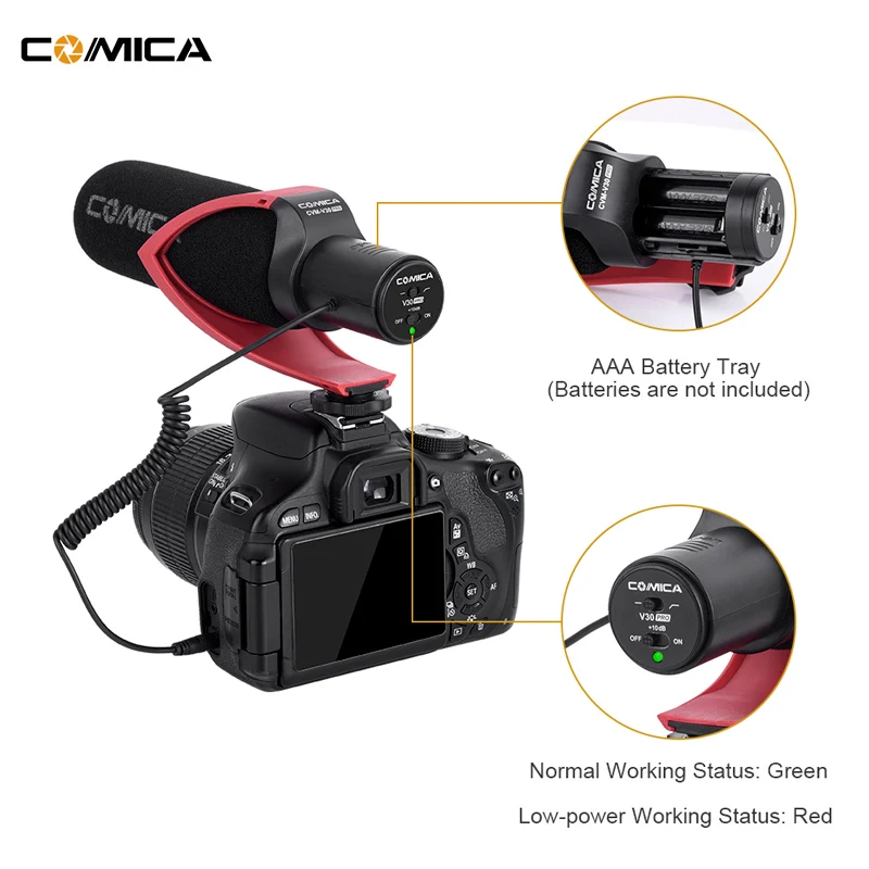 Comica CVM V30 PRO Video Microphone for Canon Nikon Sony DSLR Camera with Windmuff Directional Condenser Interview Recording Mic gaming microphone