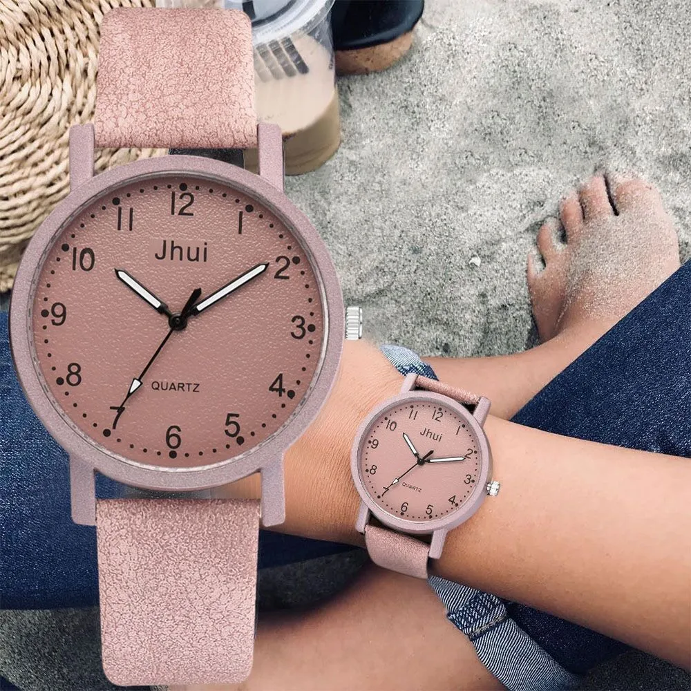 Pink Women's Watches Fashion Leather Quartz Wrist Watch Female Ladies Clock Mujer Bayan Kol Saati Montre Feminino | Наручные часы