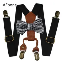 AEbone/Детские подтяжки для мальчика и галстуки-бабочки; 4 зажима; Детские подтяжки с бантом для девочек; цвет розовый, темно-синий, черный; брюки на подтяжках; Sus40