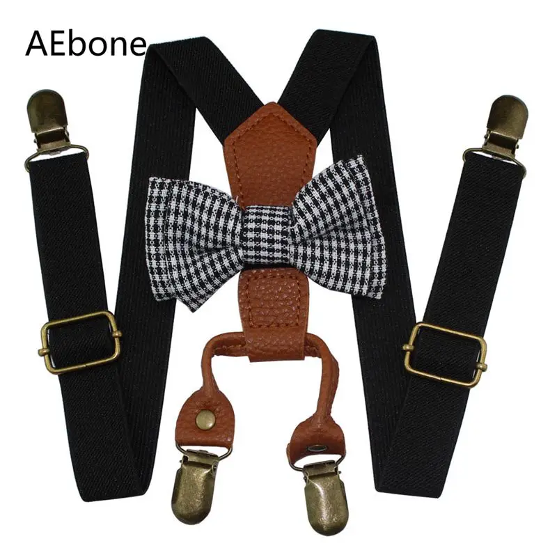 

AEbone Baby Boys Suspenders and Bow Ties 4 Clip Bowtie Braces for Children Girls Pink Navy Black Suspenders Pants Sus40
