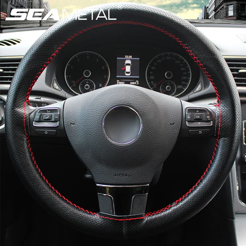 

Seametal Steering Wheel Cover Microfiber Leather Car Wheel-Cover Auto Accessories Universal For Audi Toyota BMW KIA Hyundai Opel