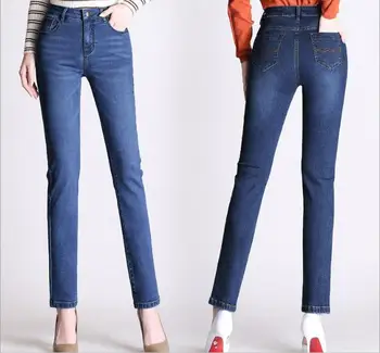 

WYWAN Blue Jeans Woman Ripped Jeans For Women 2018 Autumn Clothes Button Zipper Fly Pants Ladies Skinny Casual Trousers