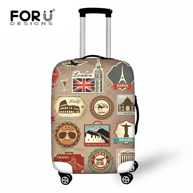 

FORUDESIGNS Vintage Travel On Road Luggage Cover for Trunk Case Elastic Thick Suitcase Dustproof Protector Cover Dropship Custom
