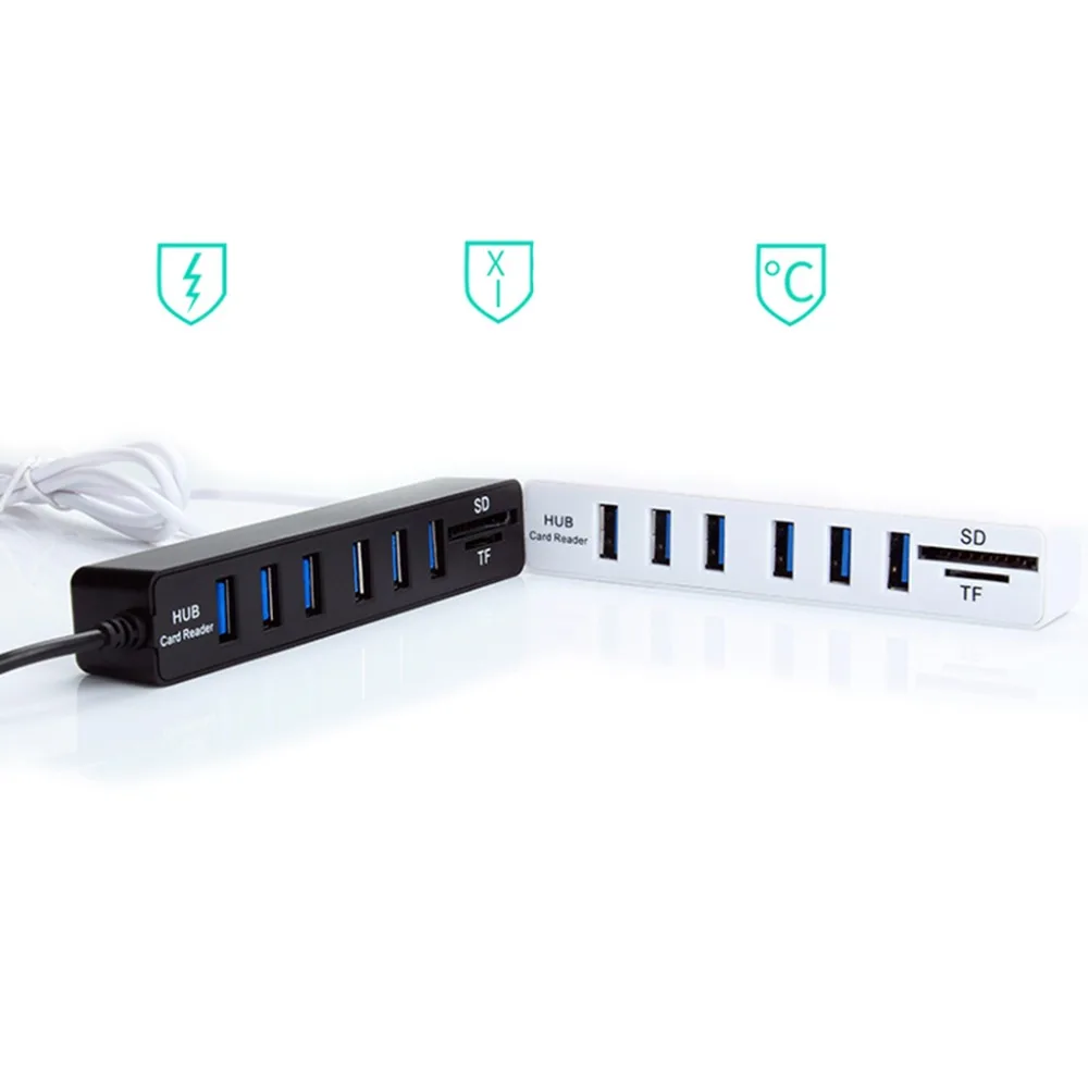 Высокоскоростной USB 2,0 концентратор комбо 6 портов расширитель многопортовый usb-адаптер с SD/TF кард-ридер для ПК компьютер планшет аксессуары