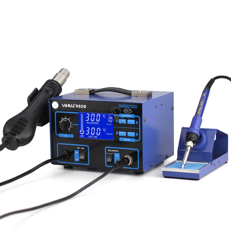 

SMD 2 in 1 Multifunctional Soldering Iron Station Air Heat Gun Soldering Station 992D