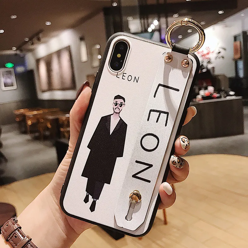 Чехол для телефона s для iphone 11Pro X XR XS Max ремешок на запястье подставка Leon girl Мягкий чехол из ТПУ для iphone 11 6 6S 7 8 Plus задний чехол s