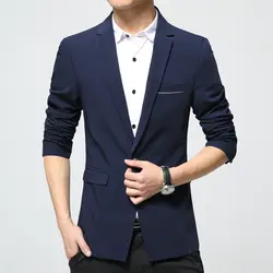 2017 Для мужчин пиджак Повседневное мода Slim Fit одной кнопки хлопковый Блейзер корейский Плюс Размер 6xl красный черный синий Для мужчин костюмы
