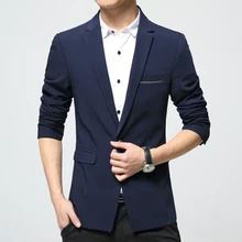 2017 Men blazer suit Jacket Casual fashion Slim fit Single button Cotton blazer Korean plus size 6XL red black blue mens suits