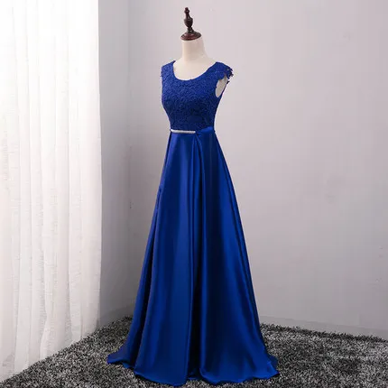 Robe de soiree Новое поступление вечерние платья длинное платье ТРАПЕЦИЕВИДНОЕ ПЛАТЬЕ с аппликацией vestido de noche платья для выпускного вечера - Цвет: royal blue