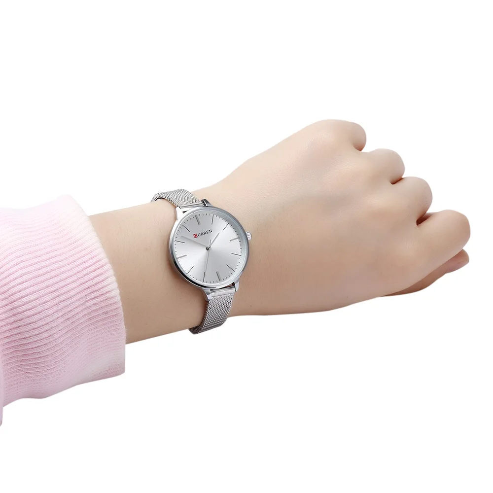 hot fashion quartz watch for women casual ladies watch free shipping waterproof elegant golden steel mesh band (16)