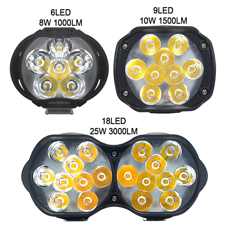 9 светодиодный 6500K светодиодный головной светильник для мотоцикла, скутера, мотовездехода, налобный фонарь, точечный светильник светодиодный, мотоциклетный точечный головной светильник, Рабочая лампа постоянного тока 12 В