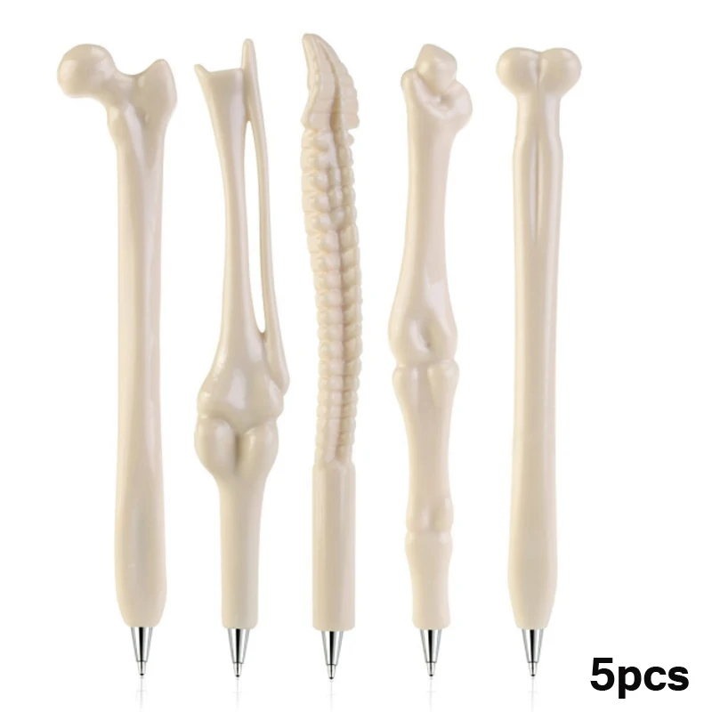 

5pc Realistic Bone Shape 0.7mm Blue Ballpoint Pen Creative New Strange Stationery Supplies Student