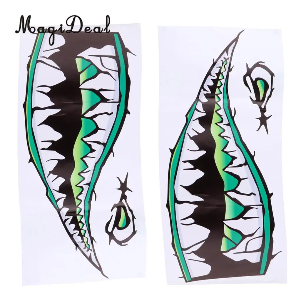 MagiDeal 2Pcs Large Waterproof Shark Teeth Mouth Decals Sticker for Kayak Fishing Dinghy Boat Surfboard Car Truck Bumper Laptop