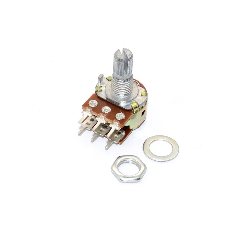 5PCS WH148 1K 2K 5K 10K 20K 50K 100K 250K 500K ohm Linear Dual Rotary Potentiometer 15mm Shaft With Nuts And Washers 6Pin | Обустройство