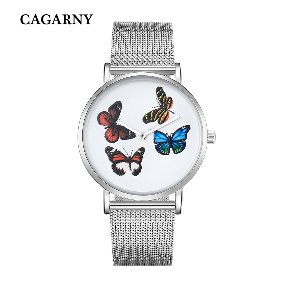 Cagarny повседневные часы для влюбленных мужские роскошные брендовые знаменитые кварцевые Стальные сетчатые часы женские часы с браслетом