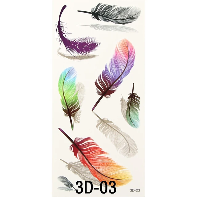 1PCS Colorful Small Feathers Wings Fake Tattoo Paste Women Stencil Tattoo Transfer 3D Temporary Tattoos Sticker For Body Art 1PCS Colorful Small Feathers Wings Fake Tattoo Paste Women Stencil Tattoo Transfer 3D Temporary Tattoos Sticker For Body Art