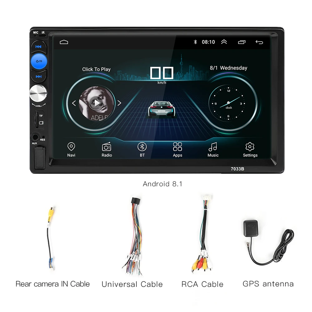 2 Din Car Radio Android 8,0 Universal navegación GPS Bluetooth pantalla táctil Wifi coche estéreo de Audio USB FM coche Multimedia MP5