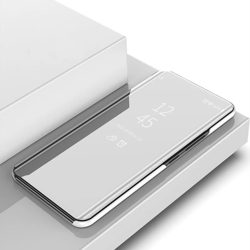 Silver XinWen i роскошный 3D зеркальный прозрачный чехол etui для samsung Galaxy a5 a6 a8 plus a530 a830 телефон флип умный синий - Цвет: Silver