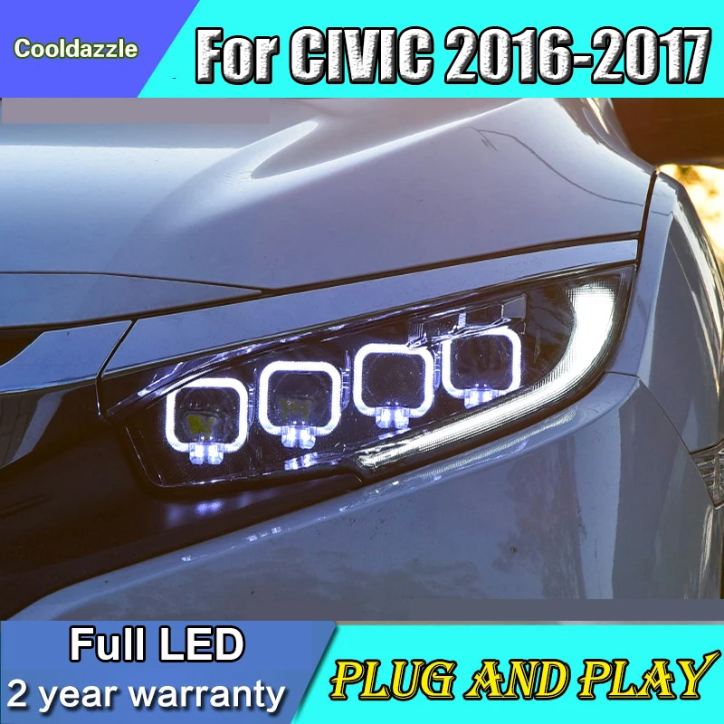 Для Honda Civic головной светильник s в сборе полная СВЕТОДИОДНЫЙ дизайн 2016 2017 год