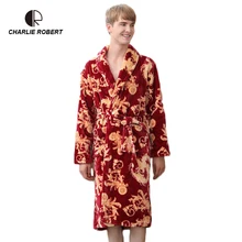 CR мужской халат с принтом, v-образный вырез, новая мода, длинный рукав, фланелевый коралловый флис, теплый удобный халат, зимний стиль AP445