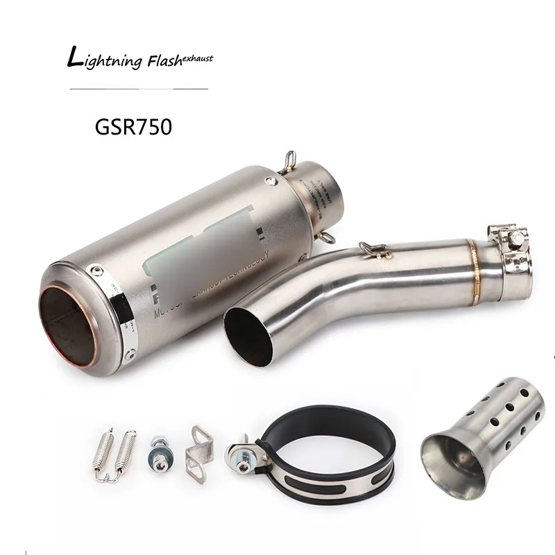 

For Suzuki GSR 750 Exhaust Pipe Motorcycle Exhaust Mid Link Pipe Slip On 51 mm Muffler with RemovableDB Killer Escape Steel