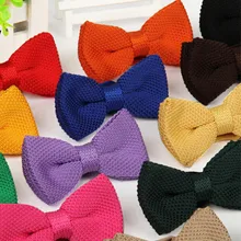 Фирменная новинка, мужской однотонный Вязаный Галстук-бабочка, Модный свадебный смокинг, красный, черный, белый, зеленый, голубой конфетный цвет, галстуки-бабочки