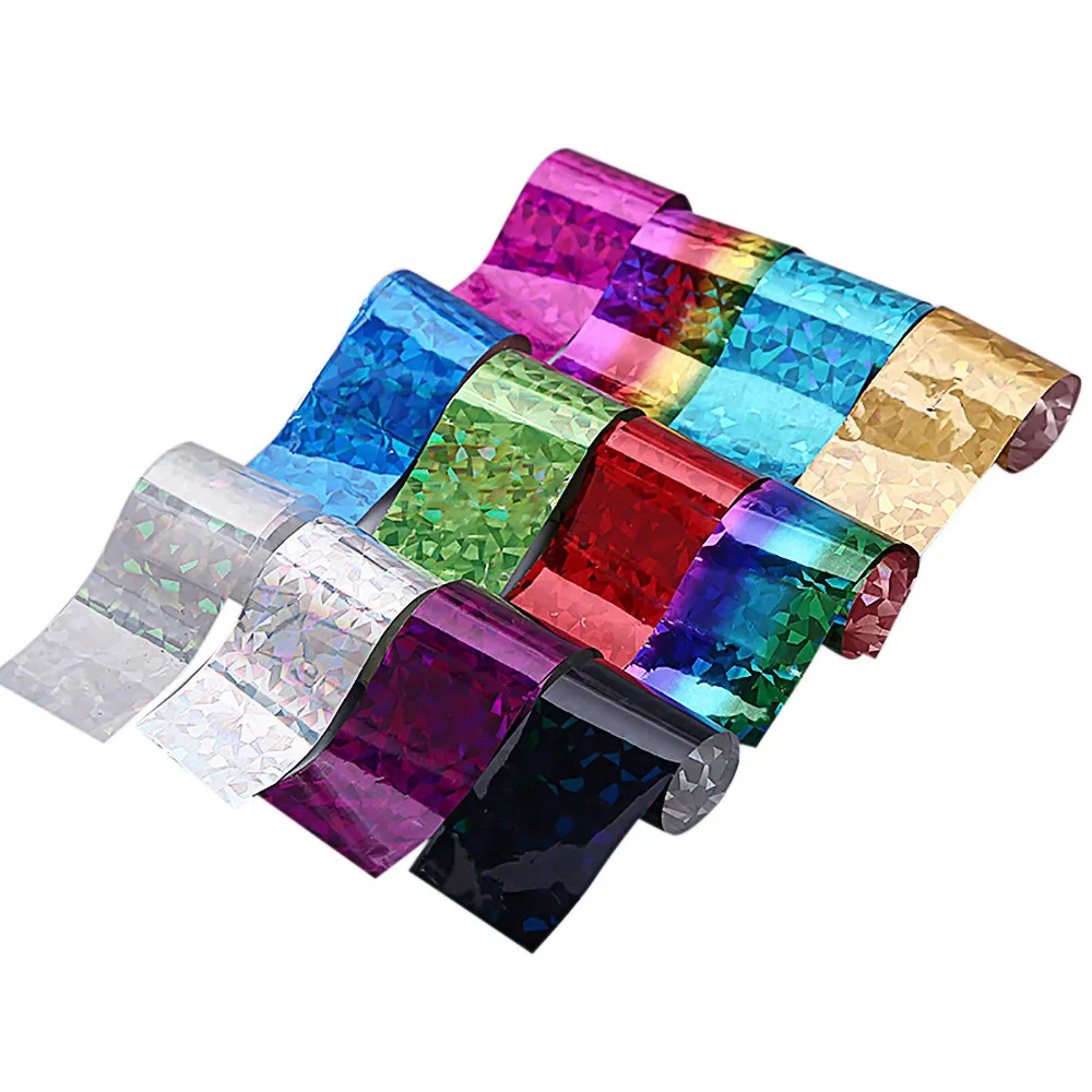 

12Pcs Nail Foil Set Transparent AB Color Nail Art Transfer Sticker 4*20cm cm Manicure DIY Foil Sticker Decoration
