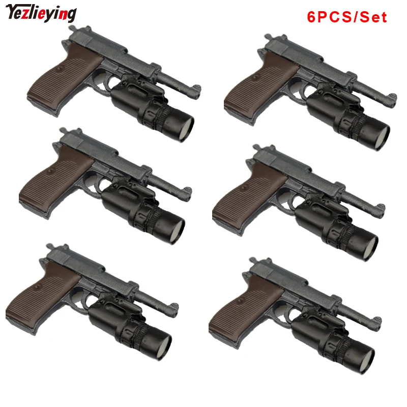 

6PCS/Set 1/6 Scale WWII Walter P38 P-38 Pistol Gun Weapon Model Toys For 12" Soldier Action Figure Accessories Collections Gift