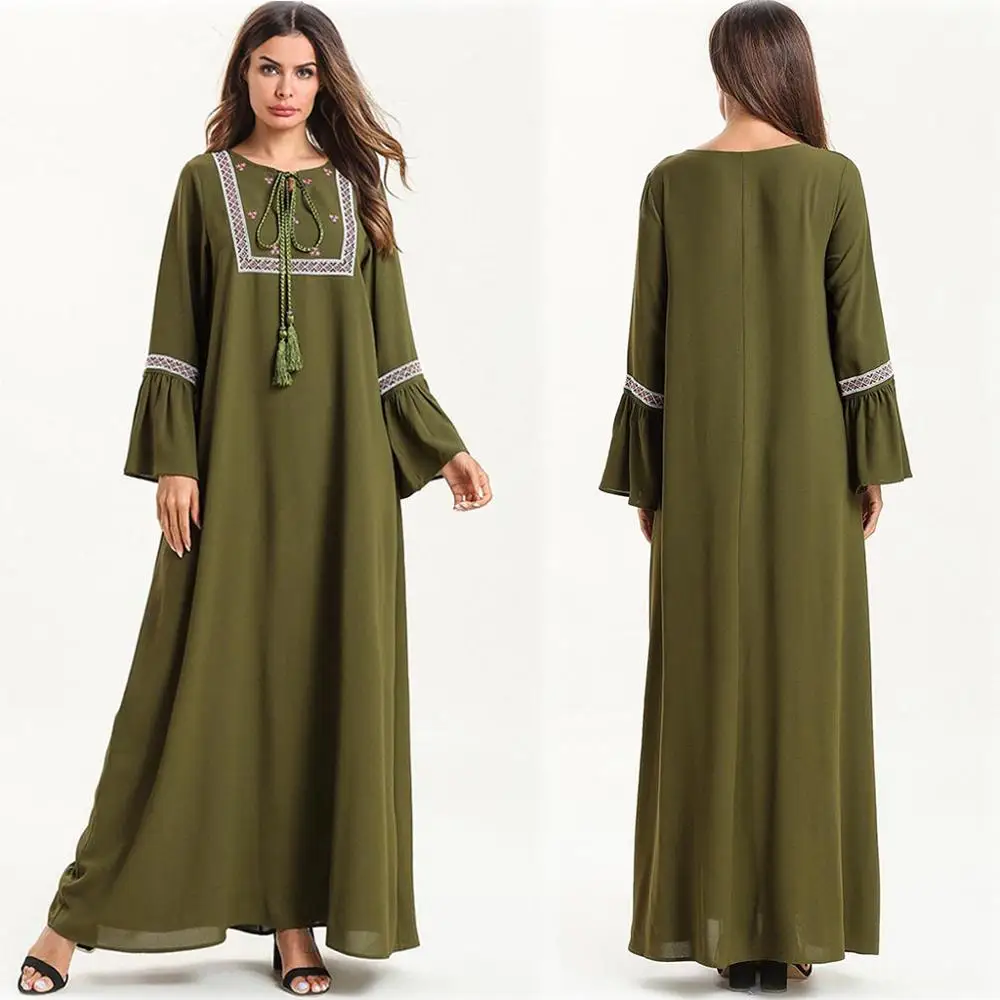 

Muslim Women Loose Maxi Dress Embroidery Abaya Jilbab Kaftan