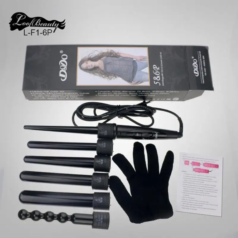 

DODO 6 In 1 Hair Curlers Care Styling Ceramic Curling Wand Set Interchangeable Electric Magic Hair Curling Iron Wand
