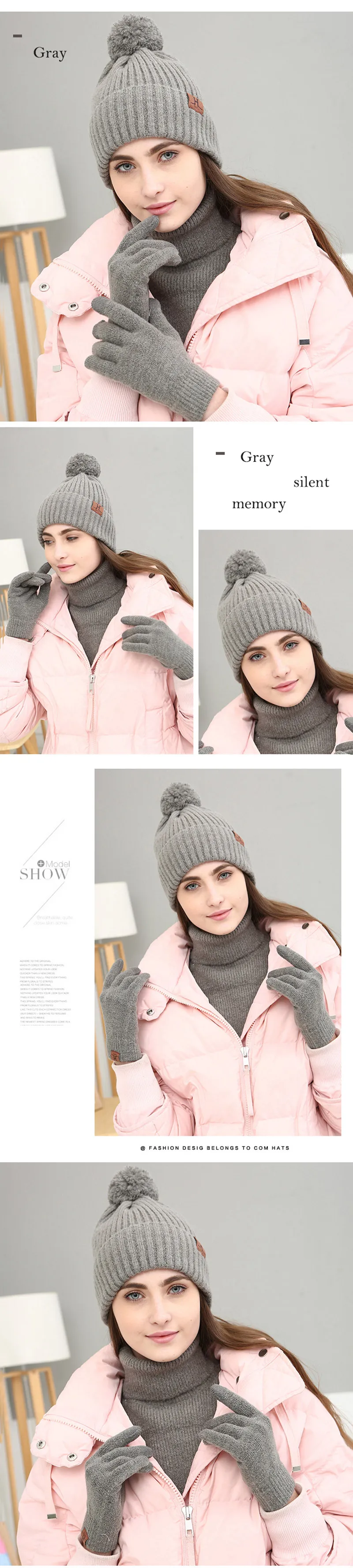 RUNMEIFA новый шарф, шляпа и перчатки наборы для Для женщин Сплошной Теплые комплекты студент акриловые шапочки шею перчатки Trend Лидер