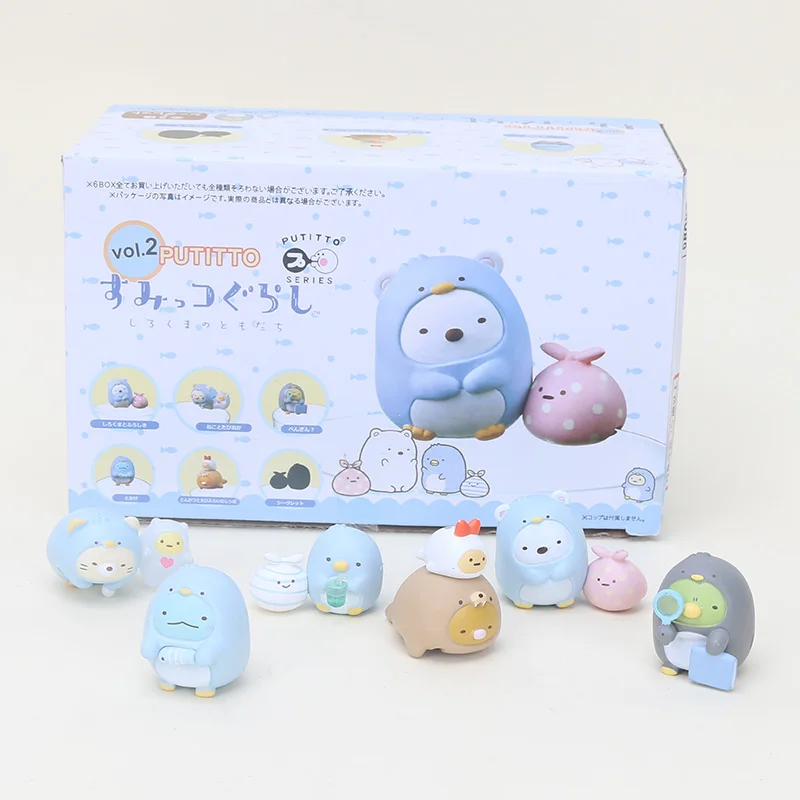 Милая серия Putitto Sumikkogurashi фигурка игрушки белый медведь кошка Пингвин ящерица животное мини-фигурка ПВХ игрушки для украшения чашки - Цвет: 6pcs