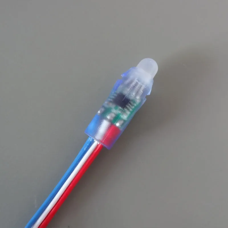 Цветной провод(20AWG) прибор приемно-DC5V 12 мм сквозное отверстие WS2811 led Smart Pixel узел, IP68 Номинальная; 50 шт. на нитке