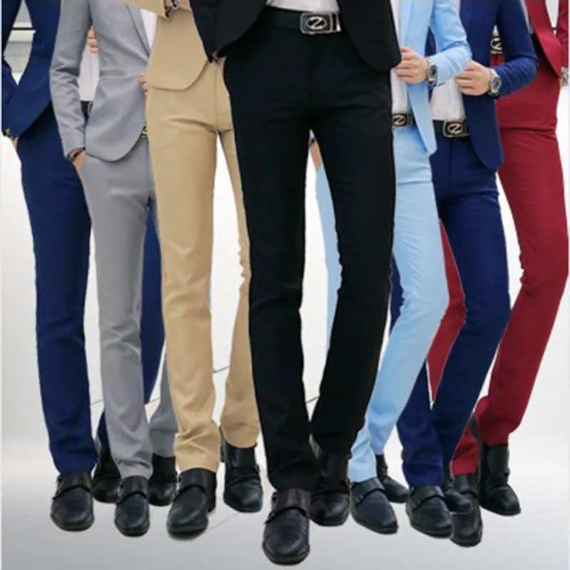 Casual Mens Formal Long Trousers Straight Slim fit Business Dress Pants Solid 7colors Plus size