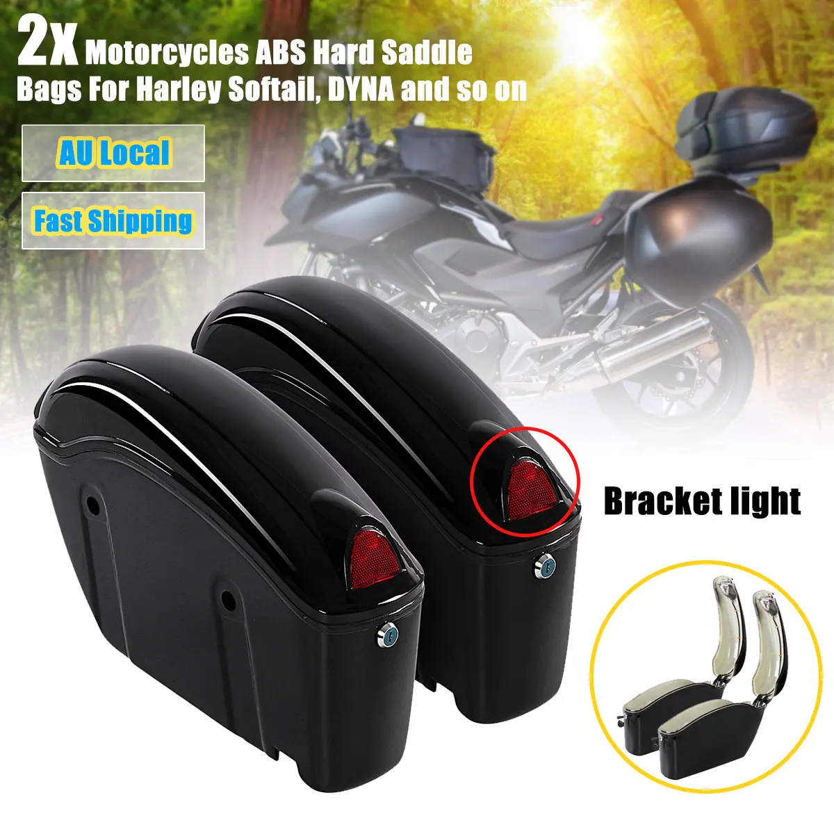 

2Pcs 26L Waterproof Motorcycle Bag Luggage Hard Trunk Saddlebags Sade Case for Motorbike Tool ABS Hard Saddle Bags Side Box
