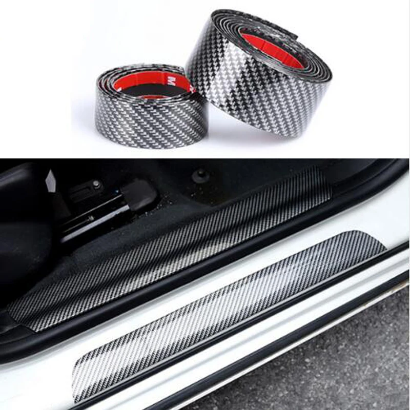Carbon Fiber Rubber Soft Black Bumper Strip DIY Door Sill Protector Edge Guard Car Stickers For Seat Styling Accessories | Автомобили и